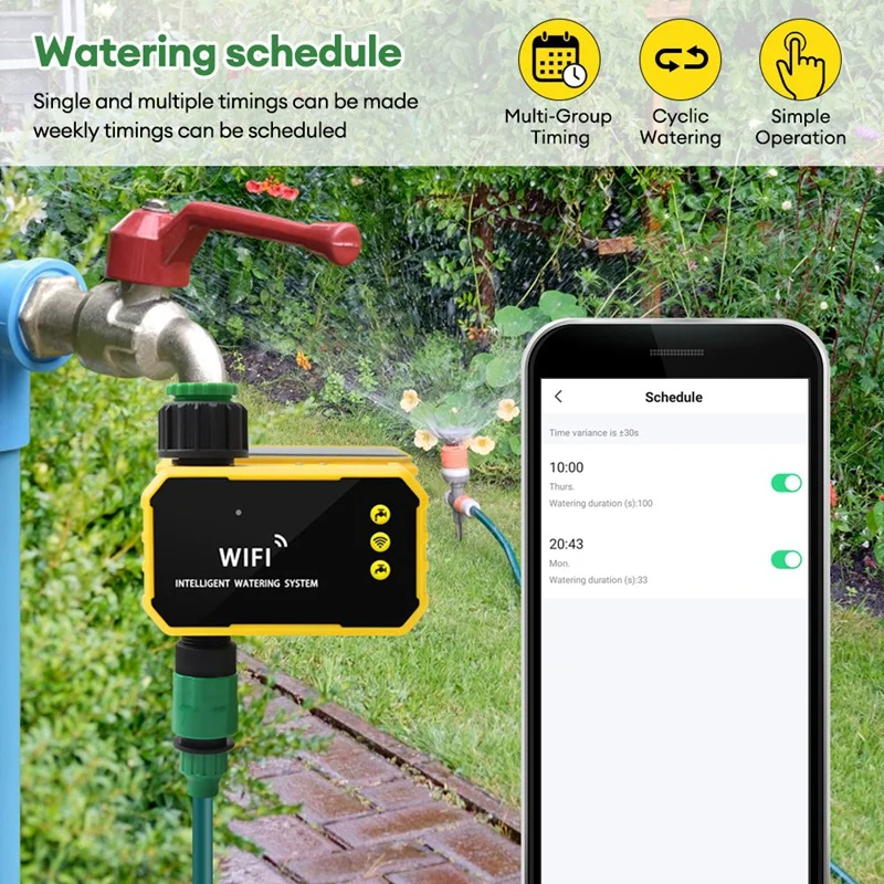 Household WIFI Solar Irrigation Timer Smart APP Control Automatic Irrigation System Outdoor Water Timer Garden Tool