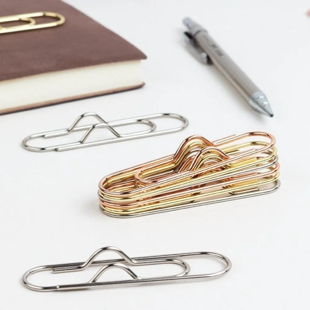 10pcs Metal Pen Fix Clips Multi-functional Ticket Clip Stationery Clips Book Cover Gold Silver Rose Pen Holder Pin