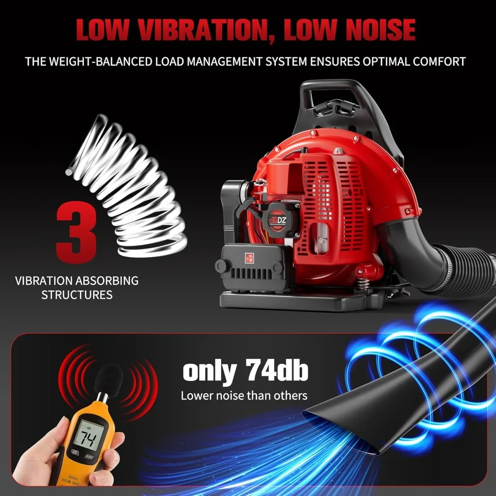 Gas Backpack Leaf Blower - 2-Stroke Handheld-Class V Engine, 63 CC, High-Velocity 665 CFM, Ergonomic Design for Complete Pro