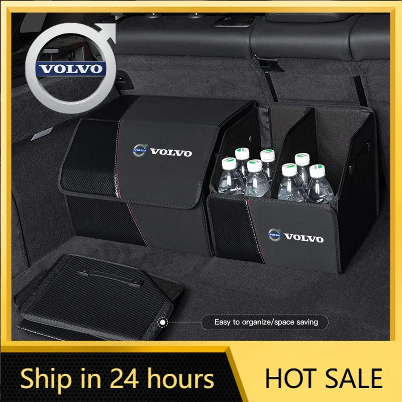 

Steering Covers Car Leather Trunk Storage Box For Volvo Rdesign V60 V40 XC90 S60 S80 C30 XC60 V50 V70 XC40 Foldable Portable Mul