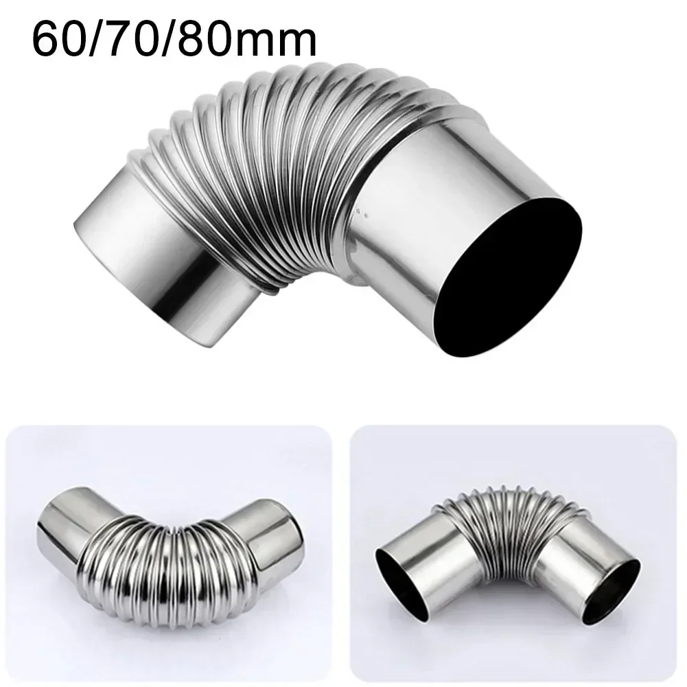 ~1pc Stainless Steel 90 Degree 1Elbow 1Chimney Liner Bend 90° Multi Flue Stove Pipe 60/70/80mm Vents Accessories