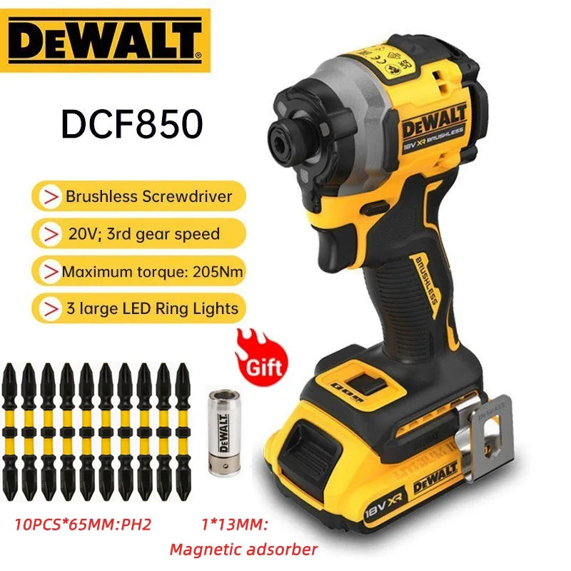 DEWALT DCF850 Cordless Electric Screwdriver Brushless Portable Large Torque Drilling Holes For Screws Electric Impact Wrench