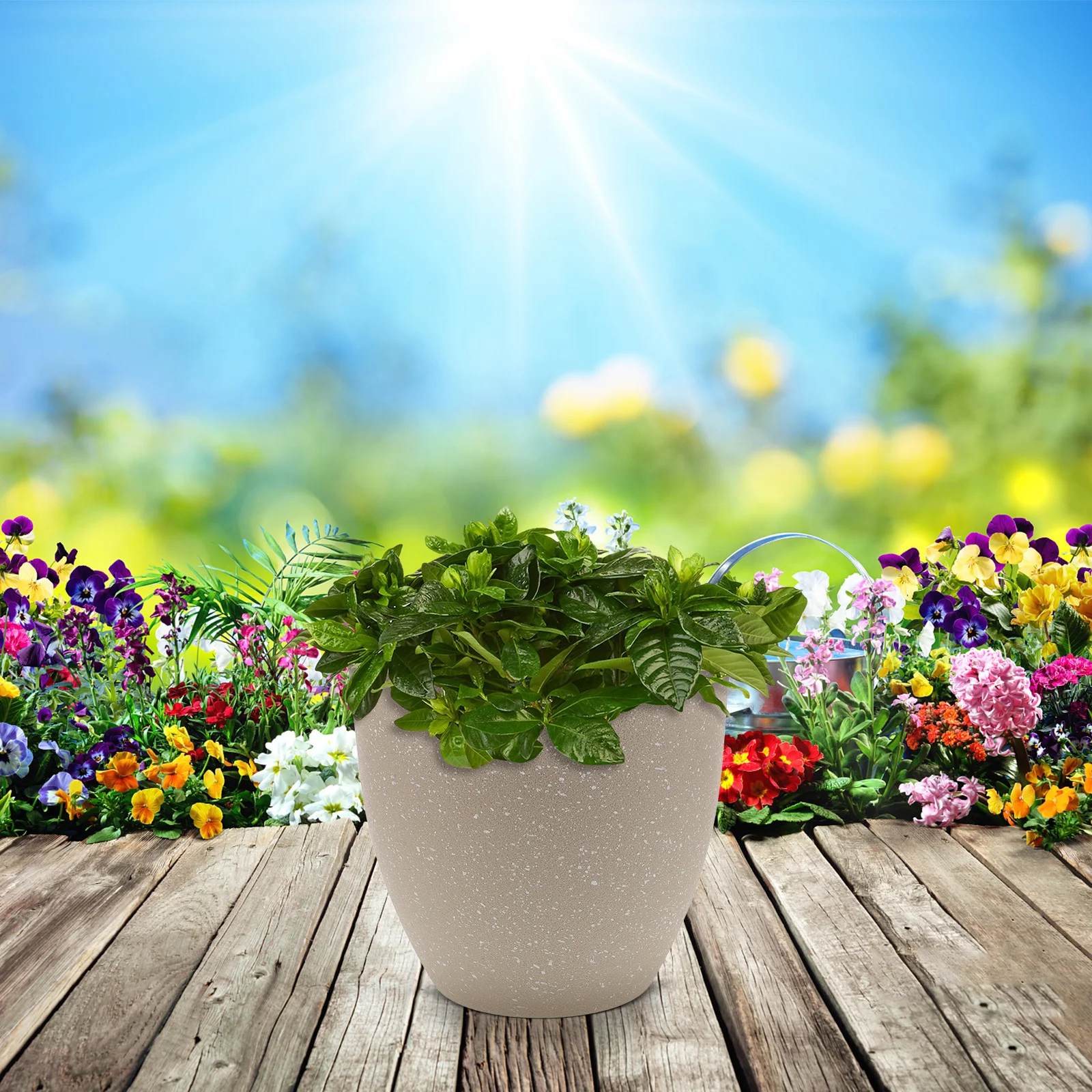 

Resin Flower Potsucculent Planter Container Indoor Outdoor Frost Resistant Durable Garden Decor For Plant Lovers