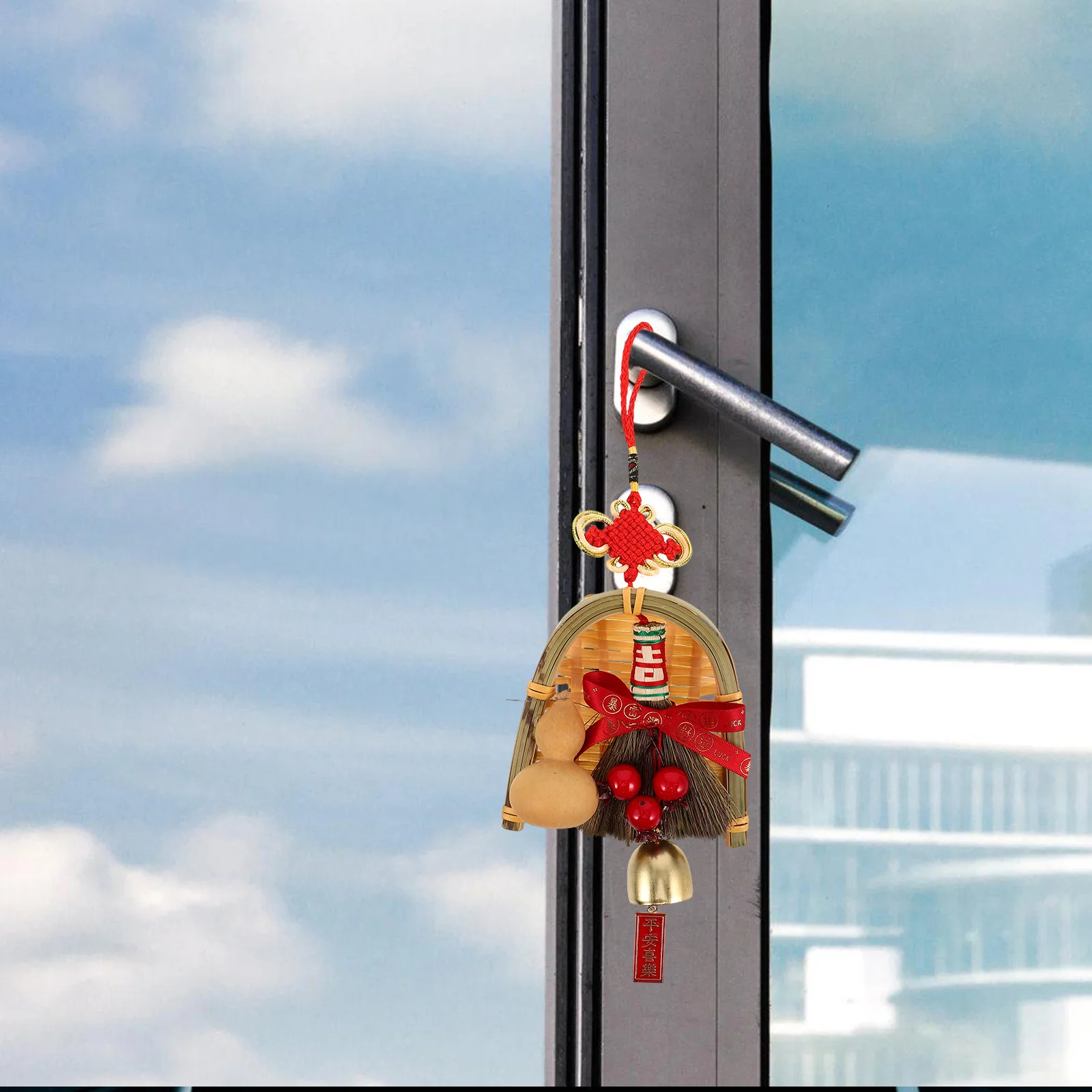 

Chinese New Year Gourd Broom Pendant Red Door Knob Hanging Decor Good Luck Charm Festival Home Gift Feng Shui Wu Lou