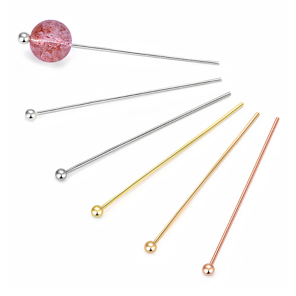 10-100pcs/lot Gold Metal Ball Head Pins Stainless Steel Plated 16 18 20 22 25 30 40mm for DIY Jewelry Findings Making Dia 0.6mm