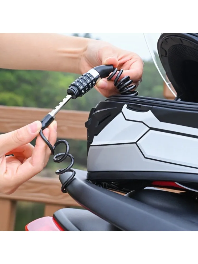 AliExpress NONE 1Pc Wire Helmet Lock Motorcycle Bicycle Anti-theft Telescopic Cable Head Combination Lock
