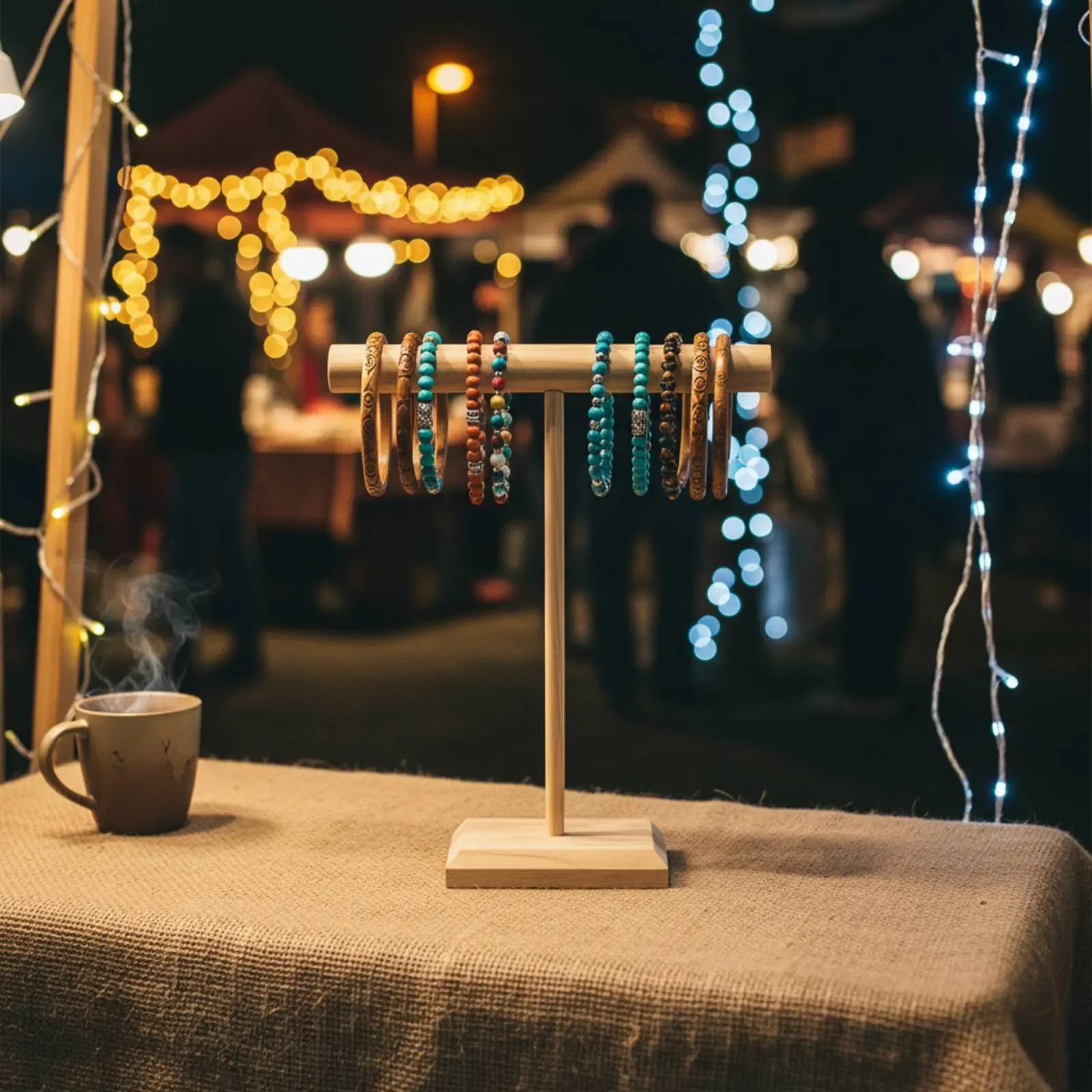 Bracelet and Necklace Display Stand Multifunctional Wooden Crossbar Jewelry Holder Wooden Jewelry Stand Accessible Design