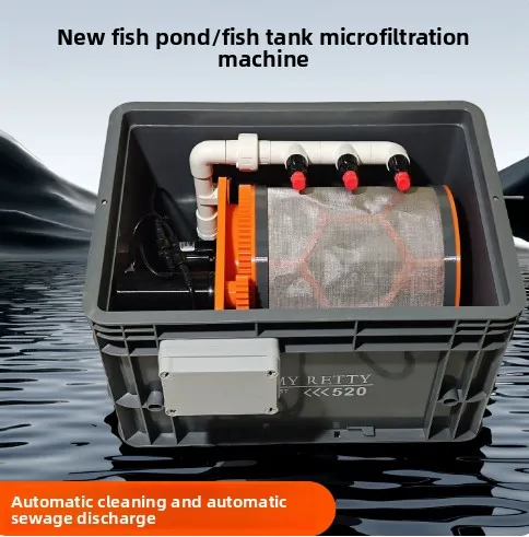 10T Rotary Drum Micro Filter 10000L/H, 40 x 30 Inlet with High Pressure Automatic Self-Cleaning System