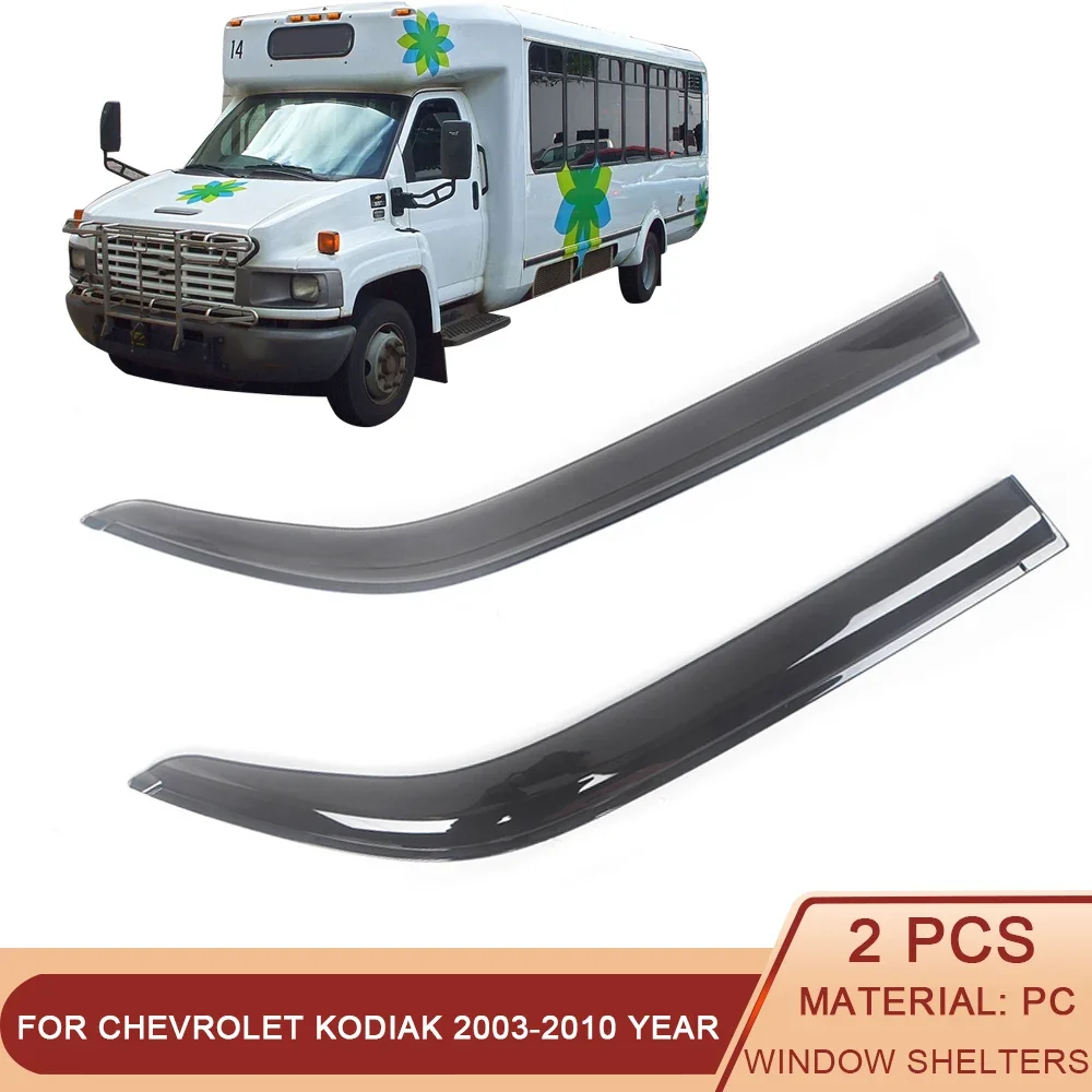 

For Chevrolet Kodiak 2003-2010 Side Window Wind Deflectors Visors Black Rain Guard Door Visor Vent Shades Dark Smoke Ventvisor