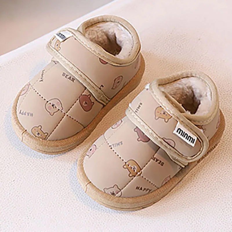 Winter Plush Toddler Shoes For Baby Cute Cartoon Infant Girl's Cotton Shoes Ergonomics Soft-soled Baby Girl's First Step Shoes