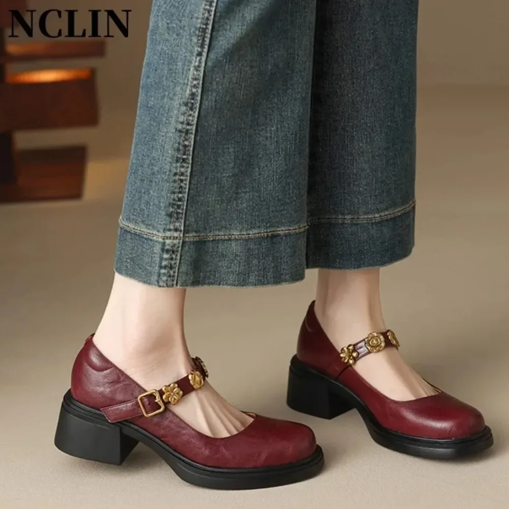 Spring/Summer High Heels with Skirts High Heels Pearl Buckles Mary Jane Business Women's Shoes Banquet Casual Shoes for Women
