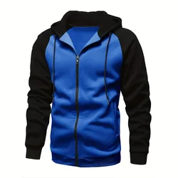 2024 autumn and winter New zipper cardigan plus Fleece men's hoodie casual hooded men's Fashion daily long-Sleeved men's hoodie