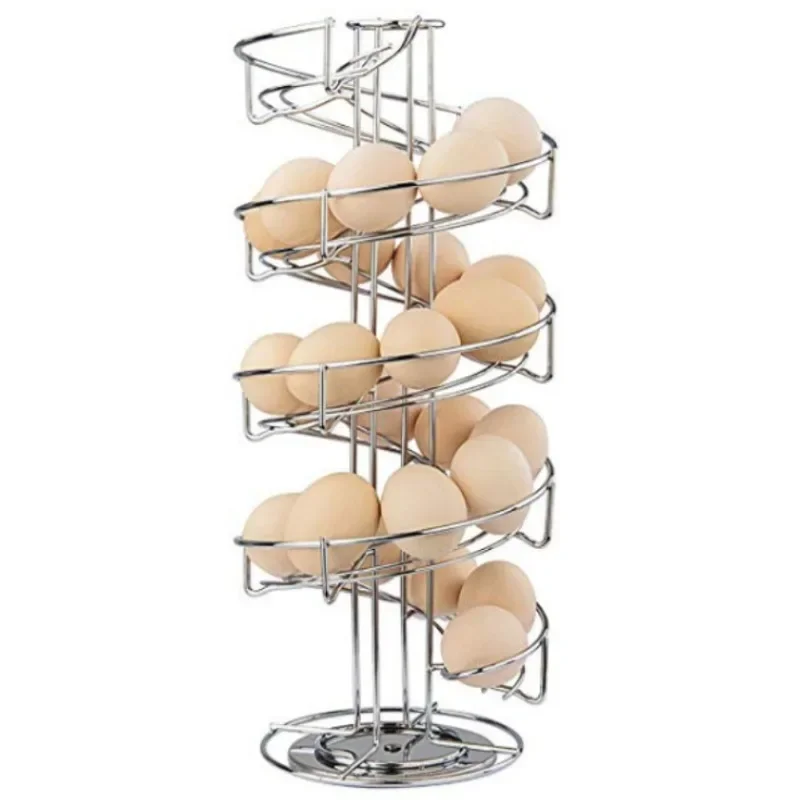 Egg Skelter Dispenser Rack Storage Display Rack Rotating Spiral Design Metal Black Kitchen Storage Holders & Racks Shelf Iron