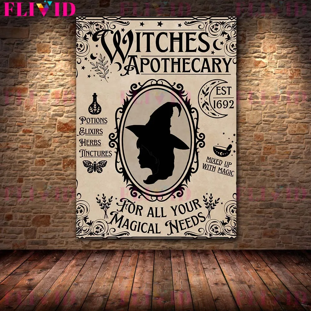 وثنية الفن الساحرة مكنسة متجر الفن طباعة الساحرات الصيدلي الرسم على لوحات القماش الجدارية الساحر فورتشن ملصق وطباعة ديكور
