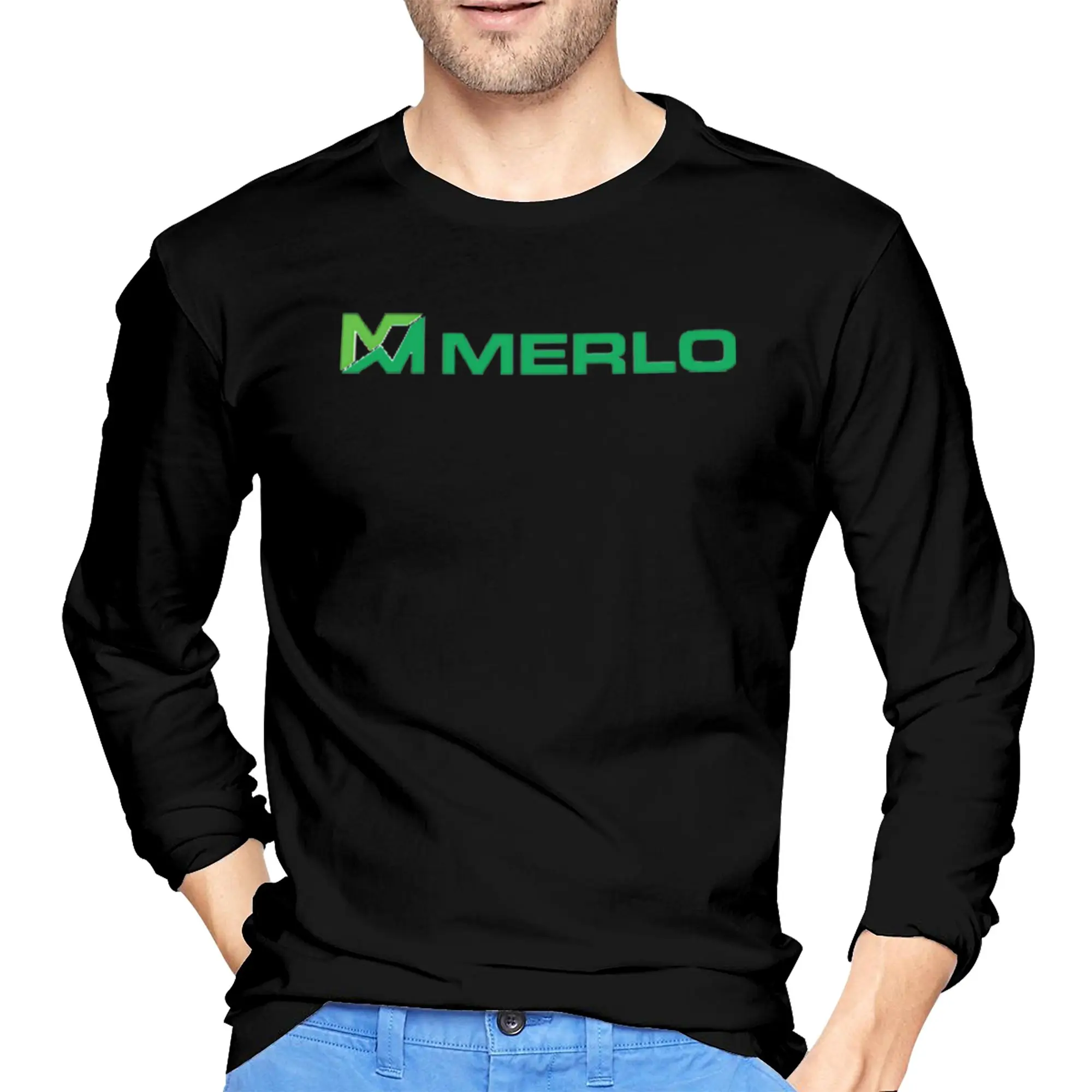 

Merlo Logo Men's Long Sleeved T-shirt Fashion Round Neck T shirts Spring and Autumn Men tops