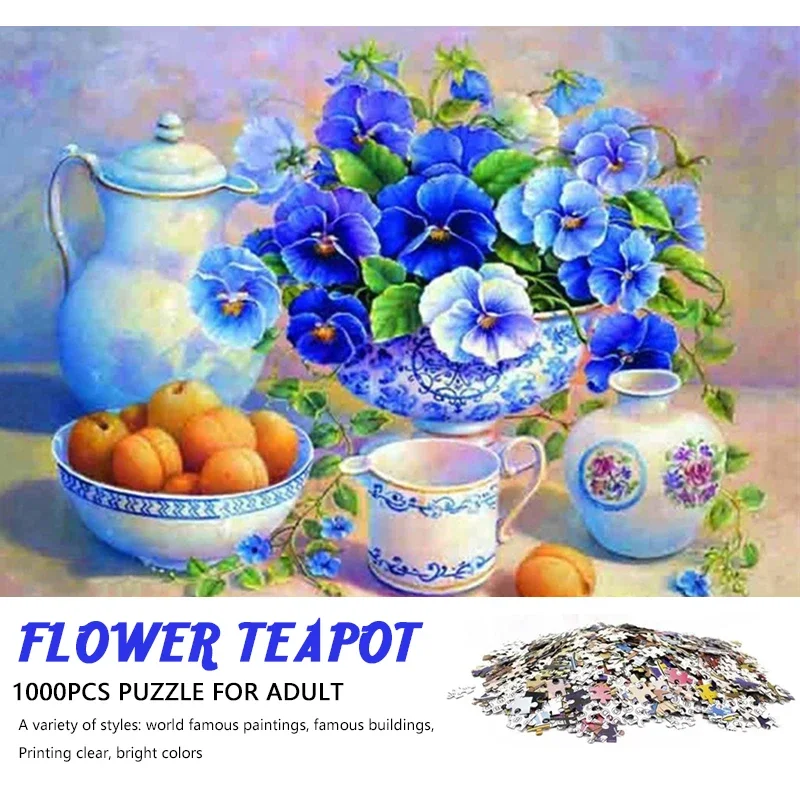 

High Quality 70cm*50cm 1000pcs Flower Jigsaw Puzzle Adult Stress Relief Beautiful Landscape Painting Puzzle Wall Decor