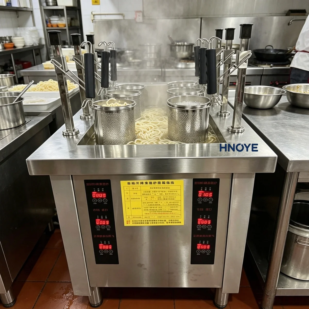 Commercial 6 Burner Lift Noodle Stove Induction with Cabinet for Food Truck and Kiosk