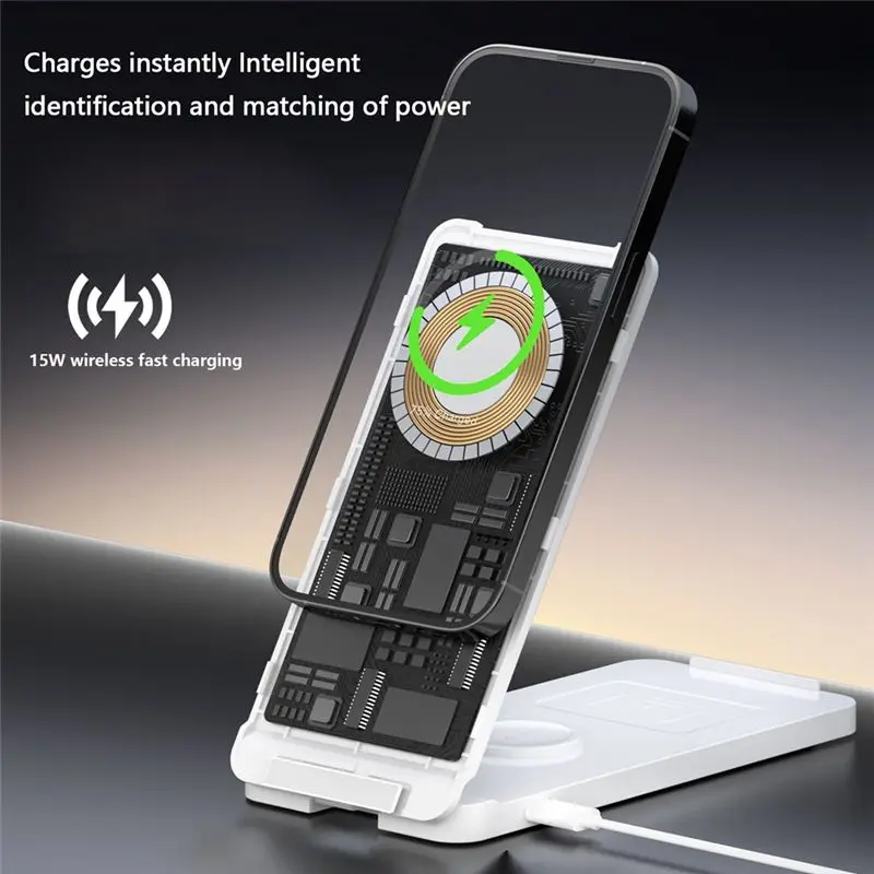 LXYB18B Portable Foldable Multi-Function Vertical Stand Wireless Magnetic Suitable For Mobile Phones, Watches, Headphone