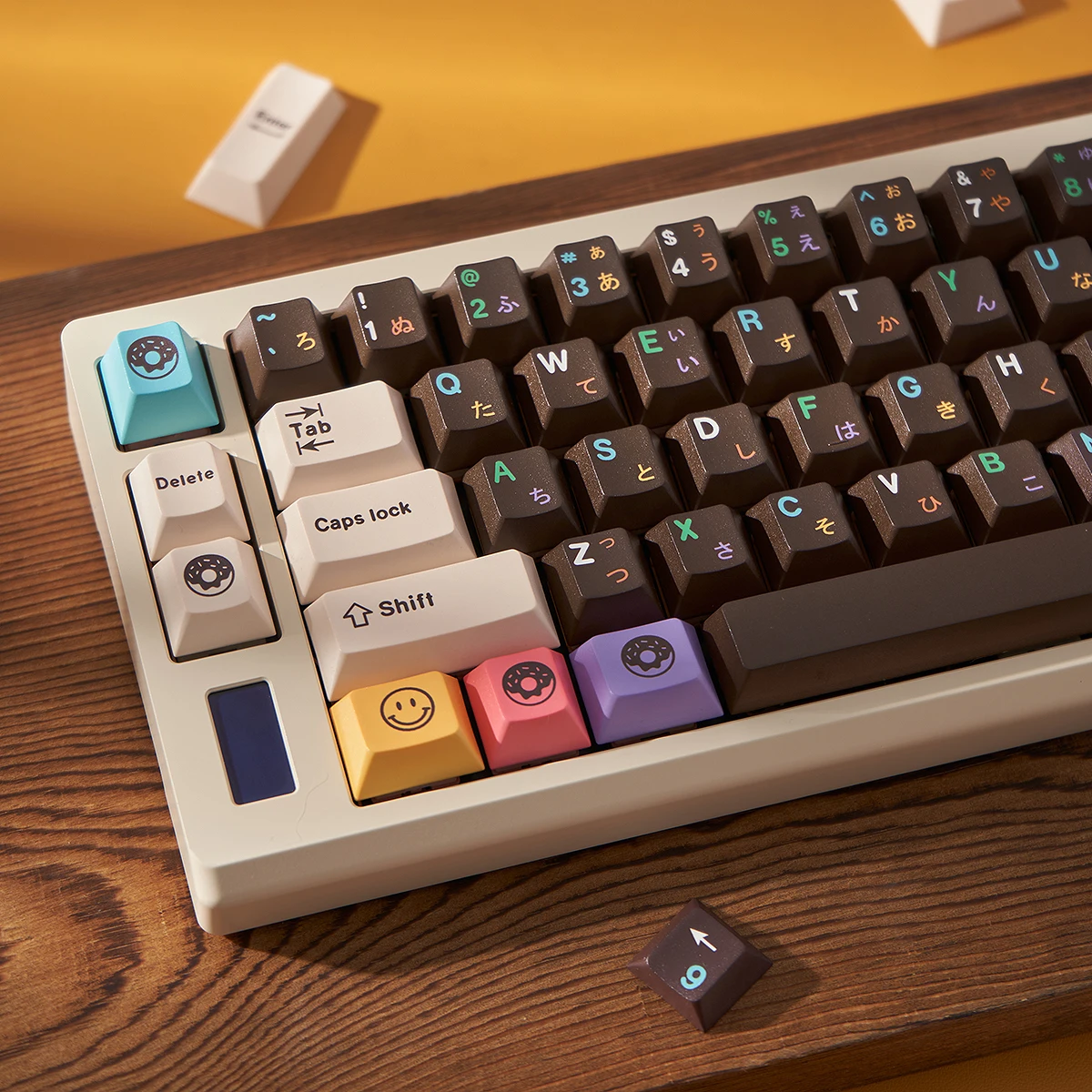 Luva X Domikey Choco Donuts Tema Keycap, conjunto completo, perfil cereja, PBT, tintura-sublimação, teclado mecânico, 153 chaves