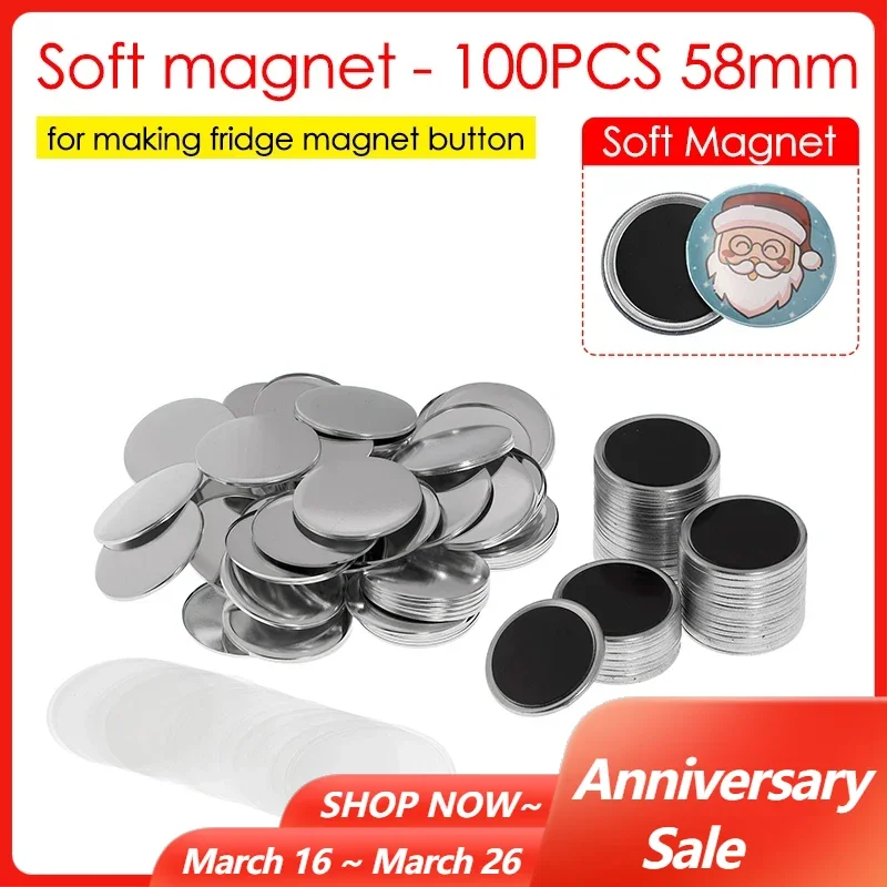 50/100PCS 25-75mm Magnet Refrigerator Badge Pin Button Maker Parts DIY Badge Button Pins for Art Crafts Making Fridge Badges Set