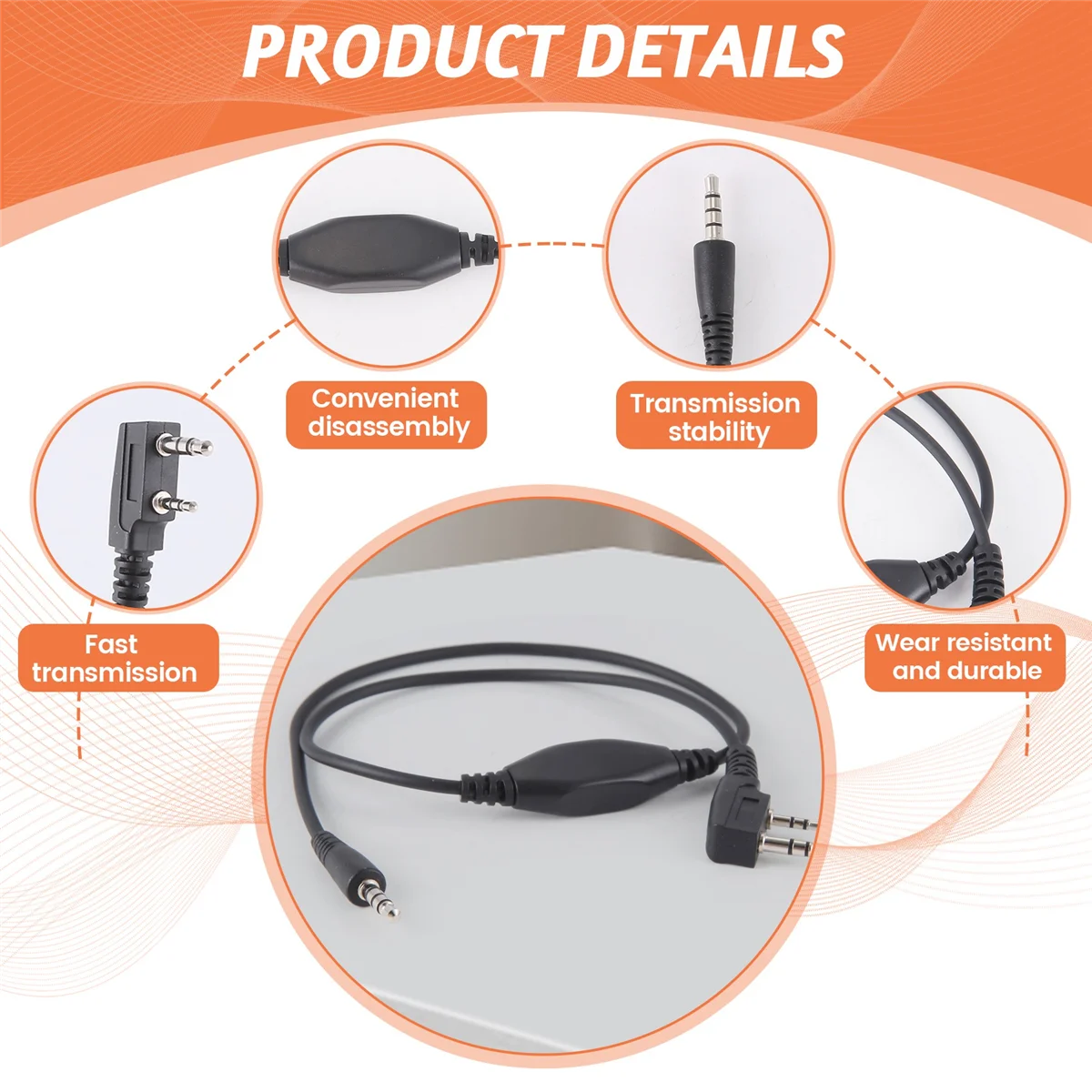ABYC APRS-K1 Cable Audio Interface Cable for BaoFeng/Kenwood/Wouxun/TYT Quansheng Android(APRSDroid)-IOS (APRSpro)