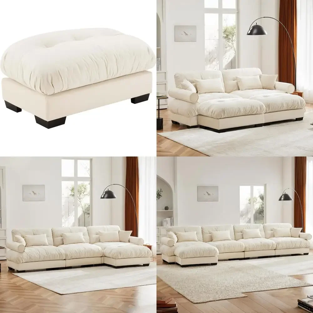 Sectional Sofa - Beige White Modular Couch for Living Room, Single Sofa with  Seat, Convertible Sectional