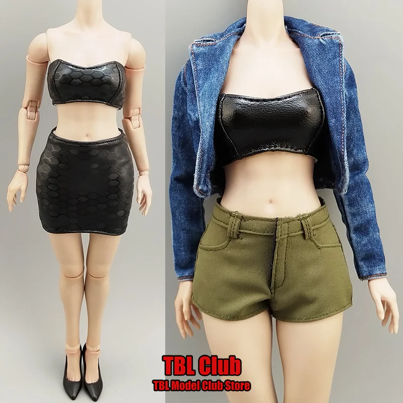 

1/6 Scale Female Clothes D11 Pattern/Black Sleeveless ‌Tube Top Mini Short Fit‌ For BJD TBL 12-inch Action Figure Soldier