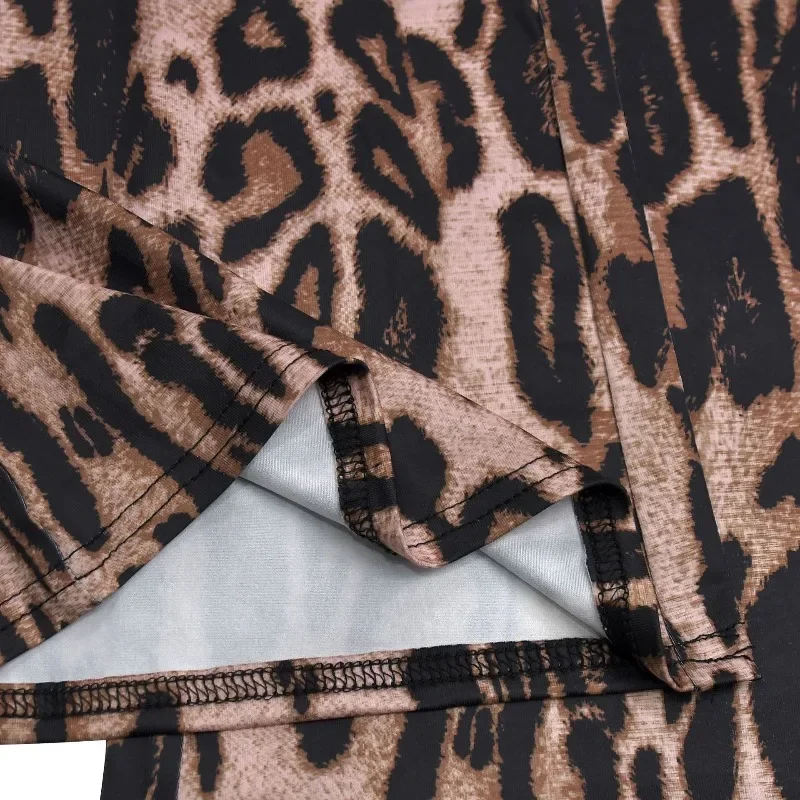 GUWU Leopard Print Fashion Women's Sexy Deep V Neck Jumpsuit Long Sleeve New Party Jumpsuit