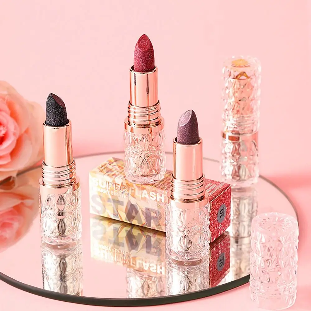 1 Stücke Neue 10 Farben Glitter Lippenstift Langlebig Quicksand Gold Lippen Make-Up Wasserdicht Feuchtigkeitsspendende Seidige Perlglanz Lippentönung