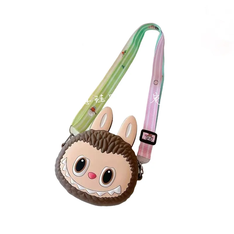 Labubu Bag Chain Bubble Mart Children\'S Bag Cartoon Cute Silicone Crossbody Bag Boys And Girls Toy Bag Pullcloth Wallet