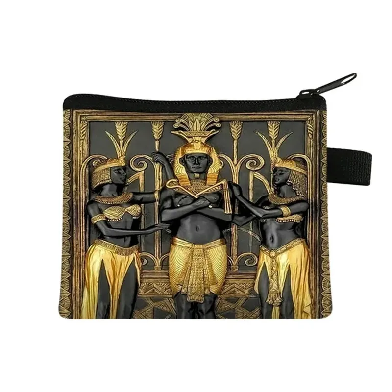 Monedero con estampado de arte egipcio para mujer, Cartera de Faraón egipcio Anubis, monedero de ocio, Mini bolso de mano, soporte para tarjeta de