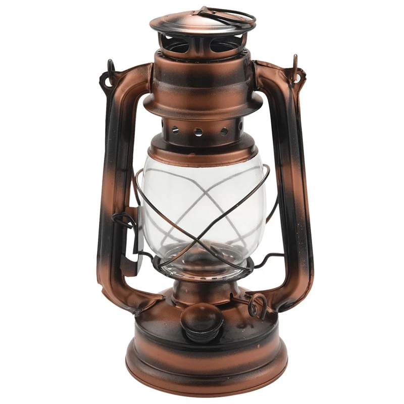 25Cm Iron Antique Bronze Oil Lanterns (Cover) Nostalgic Portable Outdoor Camping Lamp Leak Proof Seal Outdoor Camping Light