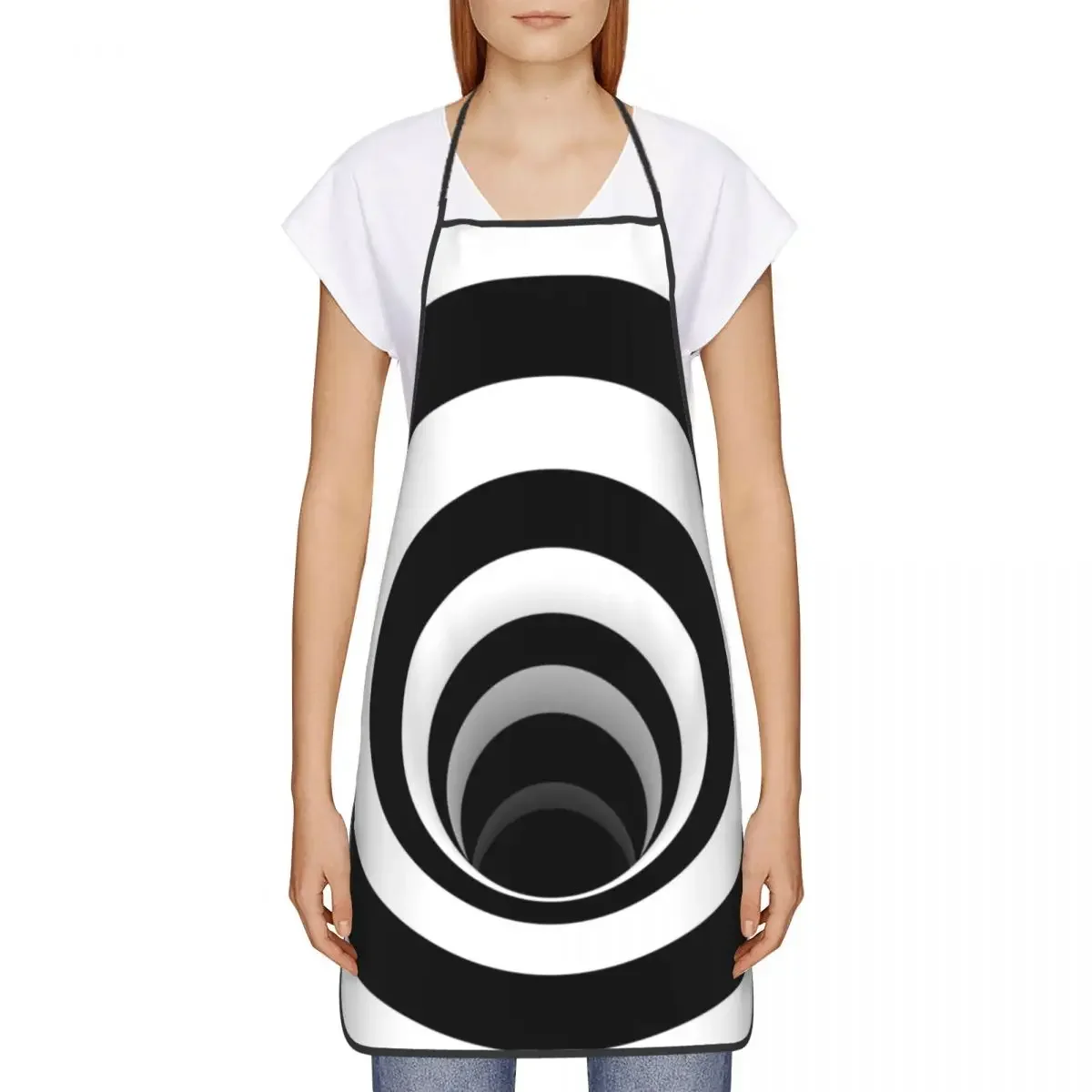 Funny Optical Illusion Black Hole Art Bib Apron Men Women Unisex Kitchen Chef Geometric Tablier Cuisine for Cooking Baking