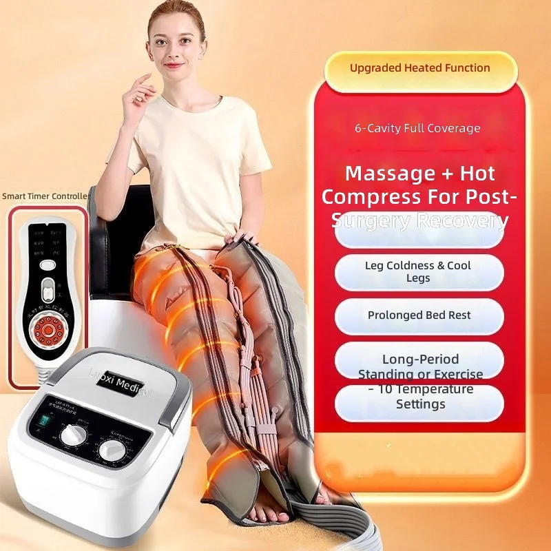 Air Pressure Massage Boots, Leg Massager with Heat, Intelligent Therapy Device, 6 Modes, Pain Relief, Circulation Improvement
