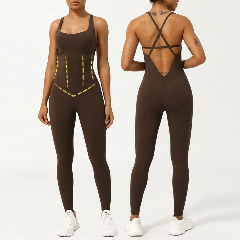 

Комбинезон для фитнеса с красивой спиной, женские боди, одежда для йоги, цельный костюм для спортзала с эффектом пуш-ап, женский комбинезон для тренировок, женский