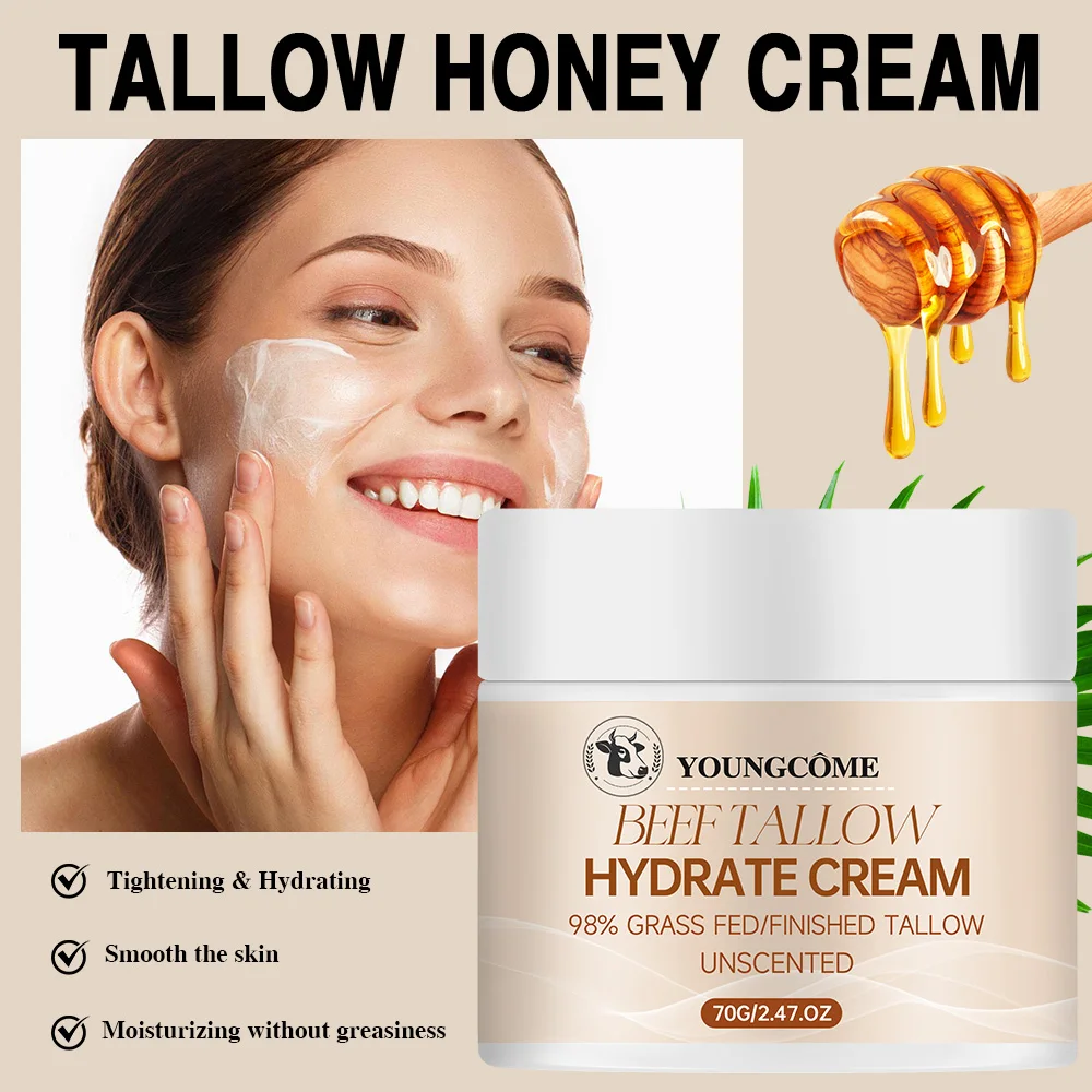 Beef Tallow Hydrate Cream  Facial Firming Powerful Facial Moisturizing Cream  Anti aging Repair Fade Fine Line Whitening Skin