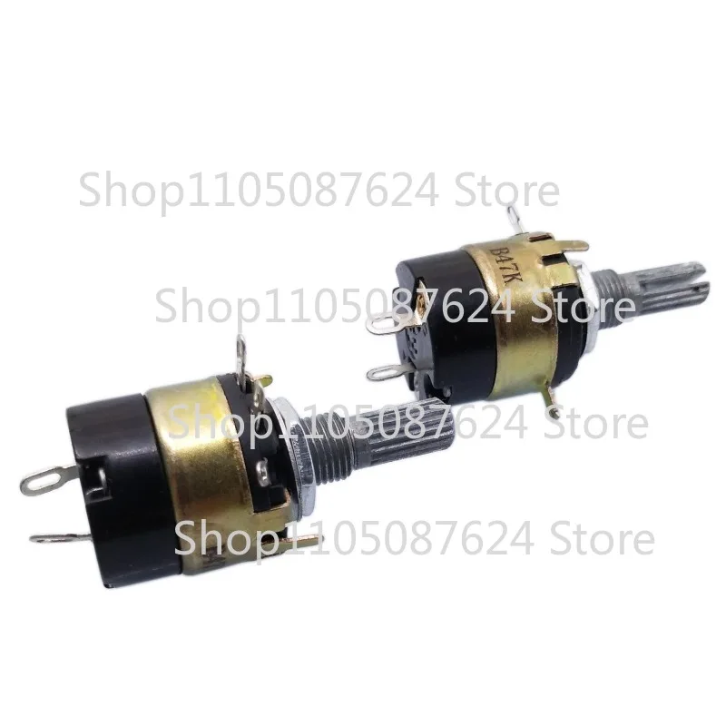 ZZZ 2pcs 47K For ohm B47K Linear Potentiometer ON/OFF Switch WH137-2 RV137-2