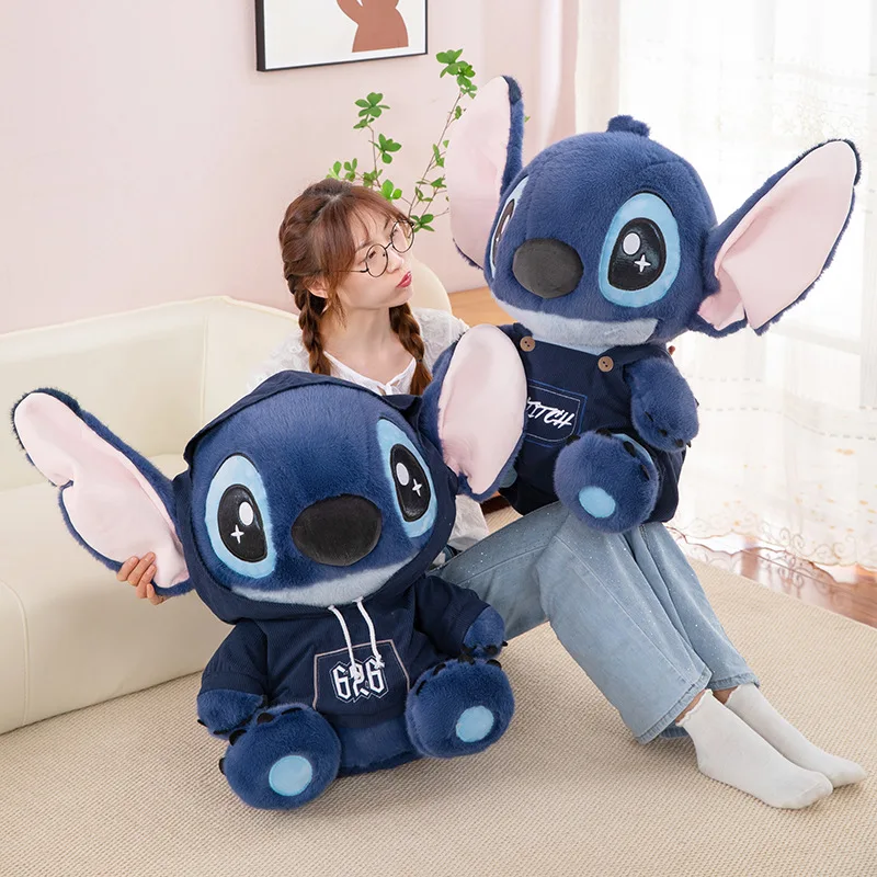 Stitch overalls plush toy cute Stitch hoodie doll birthday gift