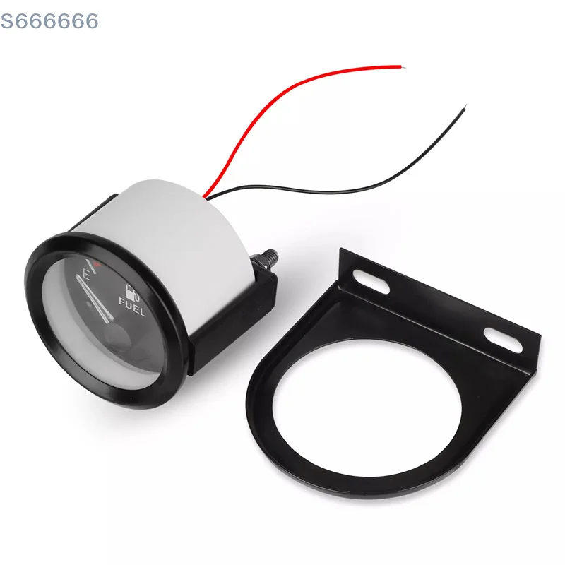 مقاييس السيارات 12 فولت للمركبة 52 مم 2 بوصة مقياس مستوى الوقود عداد السيارة مع ضوء LED أبيض وحافة سوداء