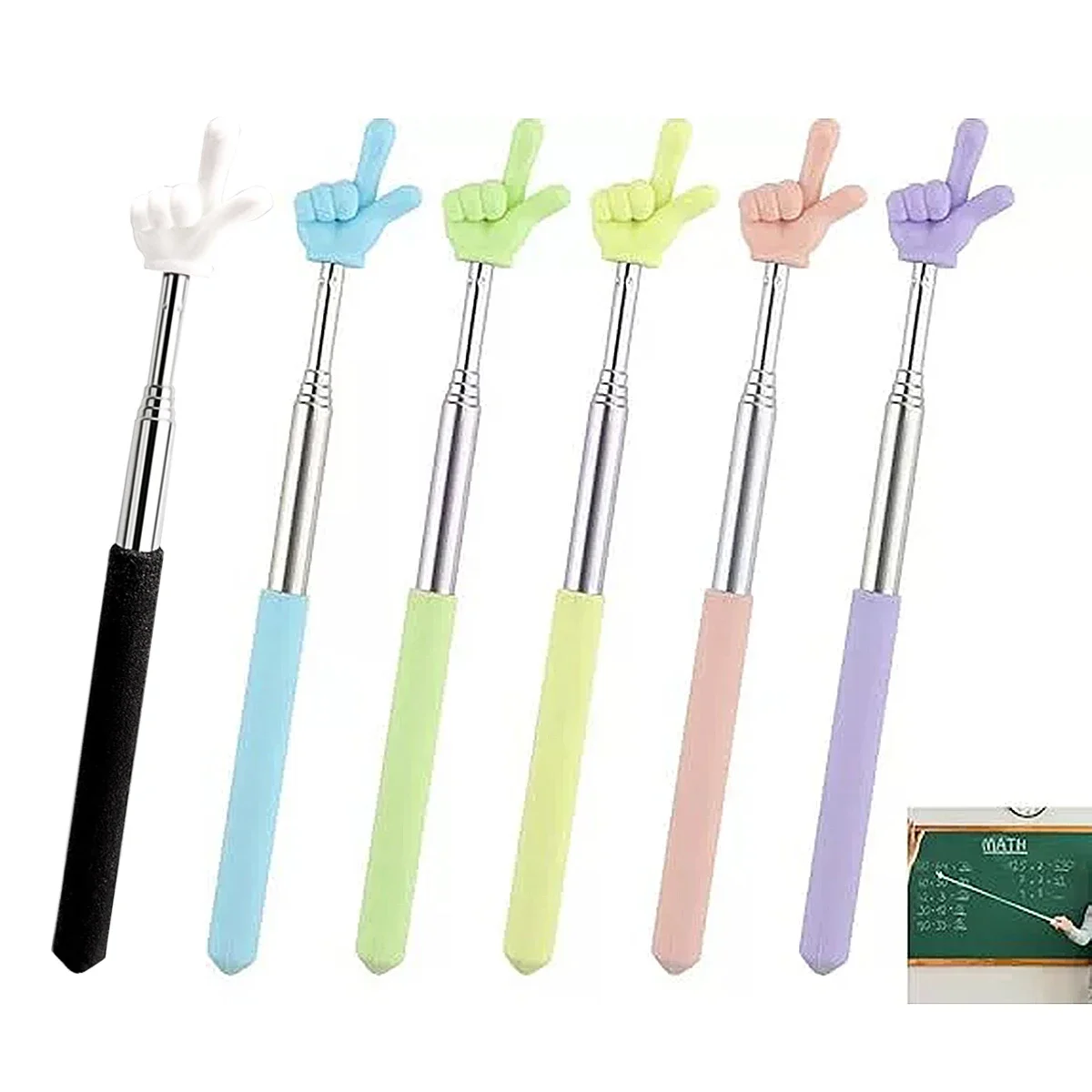 1Pc Stainless Retractable Design Teacher Pointer,Handheld Reading Guide Stick for Whiteboard Classroom School Teacher Supplies