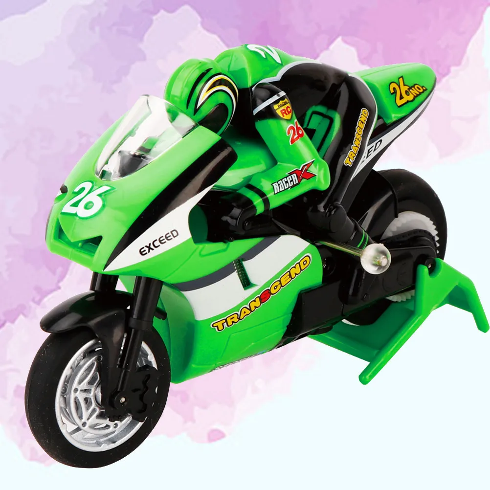 

High Motorbike Radio Control 2.4g 3Ch 1:20 Mini Jump Motorcycle Green Remote Control Electric Motorcycle Suitable for Children