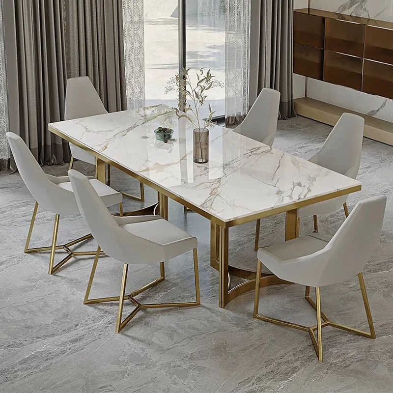 

Для света, роскошный обеденный стол из каменной плиты, высококачественная прямоугольная мебель для дома, набор обеденных столов, 6-местный для ресторана