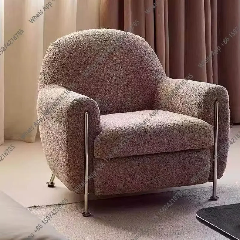 French Lounge Chair Designer Lamb Fleece Single Sofa Back Chair Living Room Balcony Bedroom X