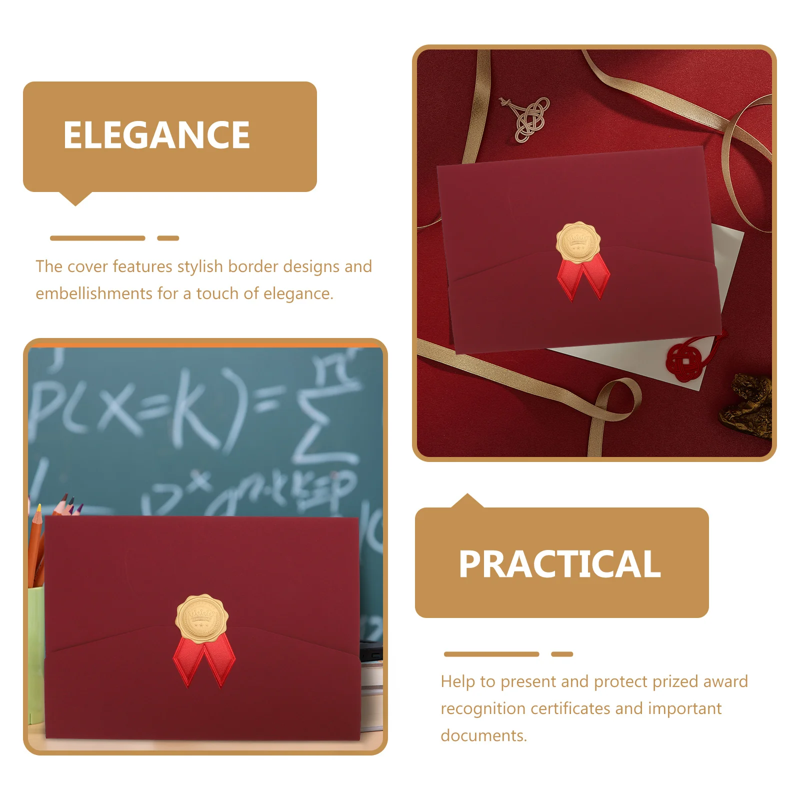 

2pcs Certificate Holder Diploma Cover For Paper Document Protective Envelope Lightweight Folder For Home Office Use