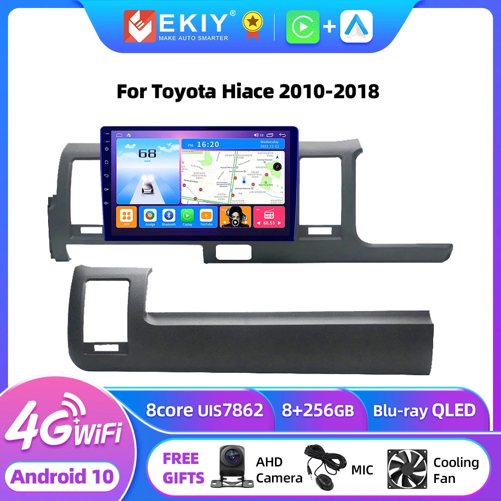 EKIY T7 QLED DSP Android 10 Car Radio For Toyota Hiace 2010 2011 2013-2018 Multimedia Video Player Stereo Navigation Carplay DVD