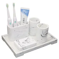 Imitation Marble Luxury Resin Bathroom Accessories Set Cotton Swab Box Storage Tray Toothpick Box Pumping Paper Box Toothbrush