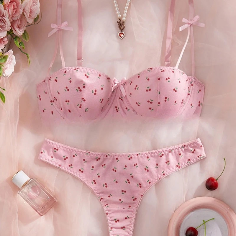 Fancy Lace Lingerie Set for Women Transparent Push Up Bra with Matching Panties