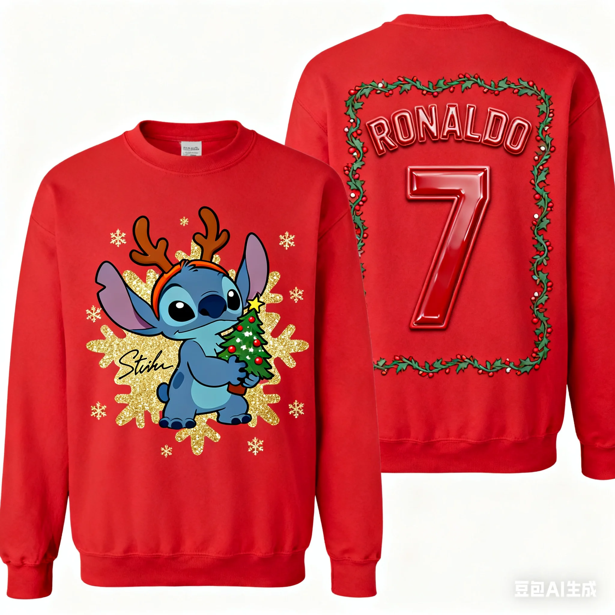 ديزني غرزة عيد الميلاد رونالدو بلوزات ثلاثية الأبعاد طباعة الخريف موضة الترفيه Y2K الأطفال هوديس الرجال والنساء بلوزات #2