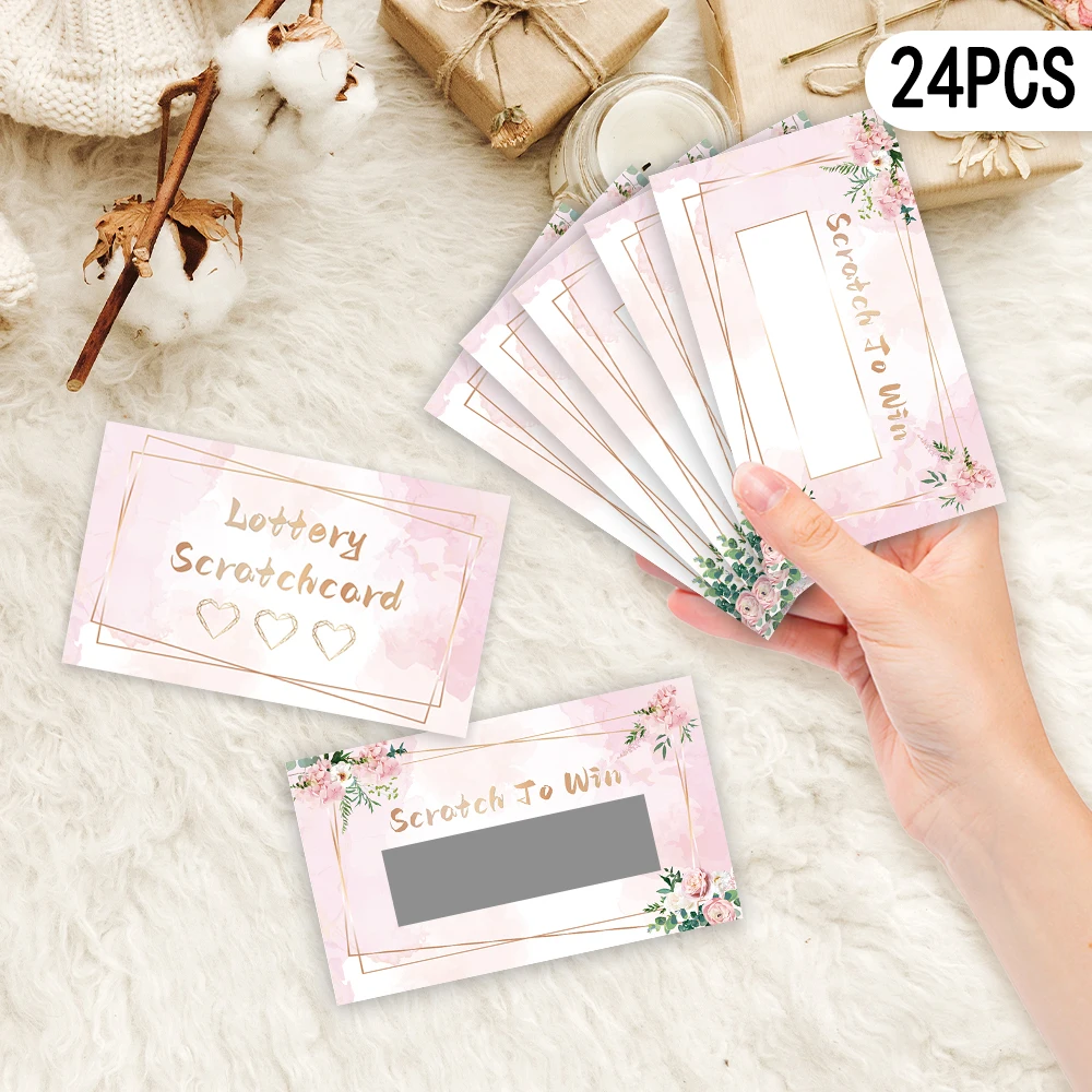 24pcs Blank Note Cards, Romantic Pink Scratch-Off Cards,2026 Holiday Surprise Scratch-Off Cards,Party Decorations,DIY Gift Cards