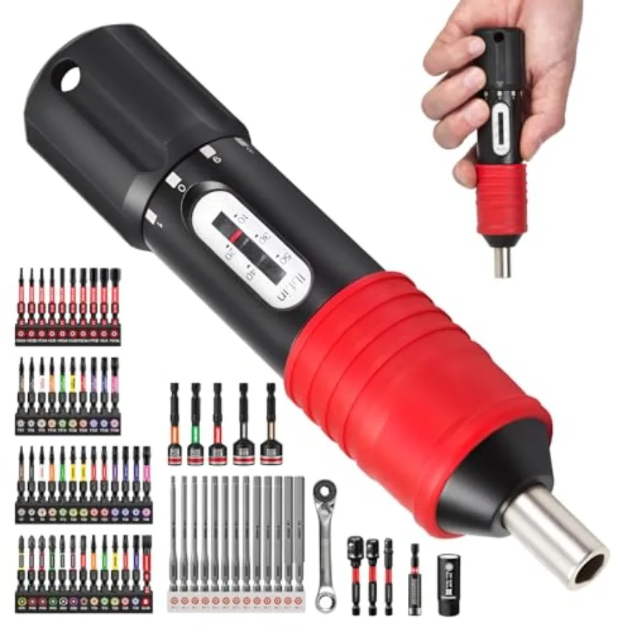 

1/4 In. Drive Click Torque Screwdriver Set 10-50 lbf.in SAE Hand Torque Screw Driver Tools Kit with Socket Screwdriver Bits Rat